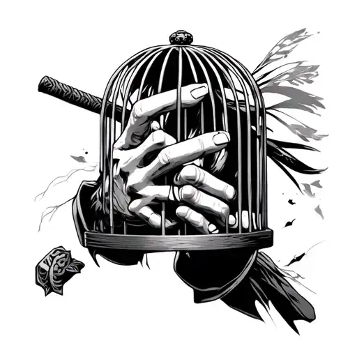 Hands in a cage miyamoto musashi tattoo design idea