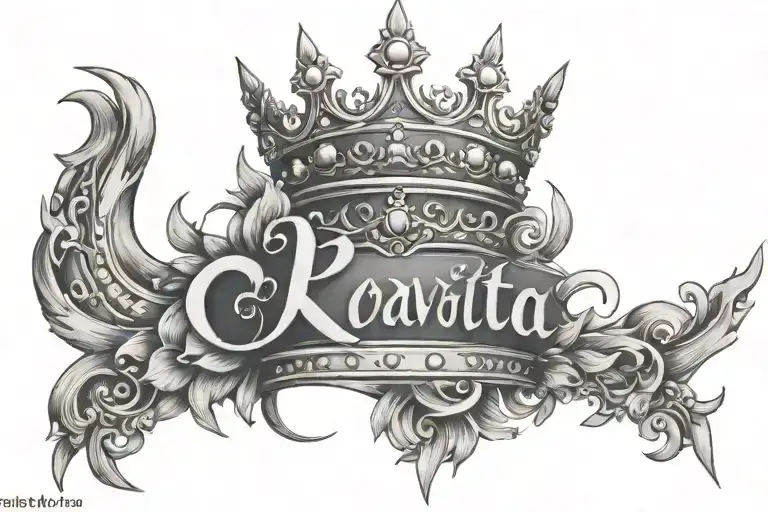 name phavita and crown on top tattoo design idea