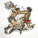 David and Goliath battle scene inspired tattoo design idea