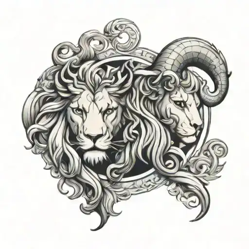 gemini and leo zodiac sign tattoo design idea