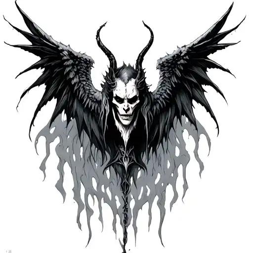 gothic demon wings spread tattoo design idea