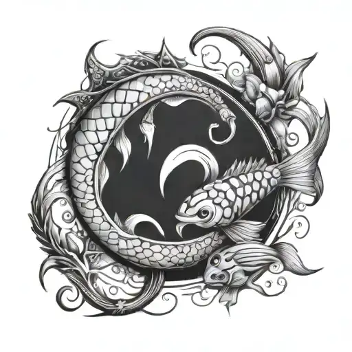 Pisces and scorpio  tattoo design idea