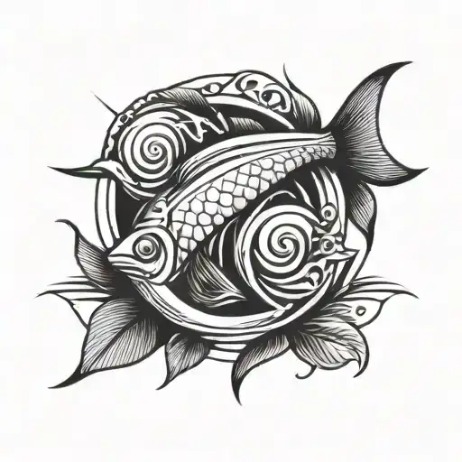 christian fish with G>^v inside representing tattoo design idea