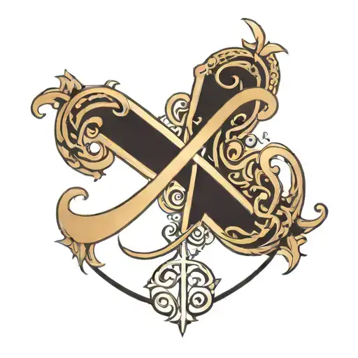 infinity symbol integrated with cross and letter M tattoo design idea