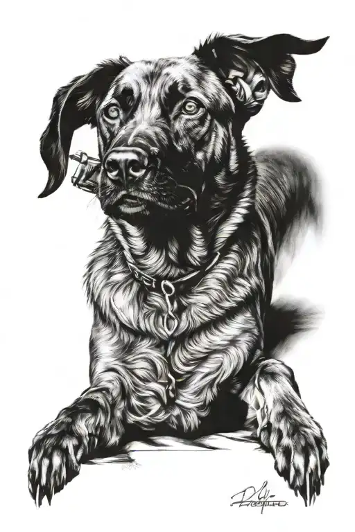 malinois dog and rottwiller  tattoo design idea