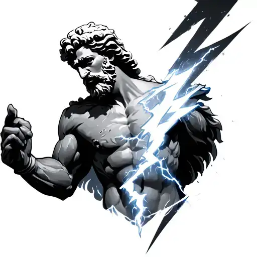 Zeus holding a lightning bolt tattoo design idea