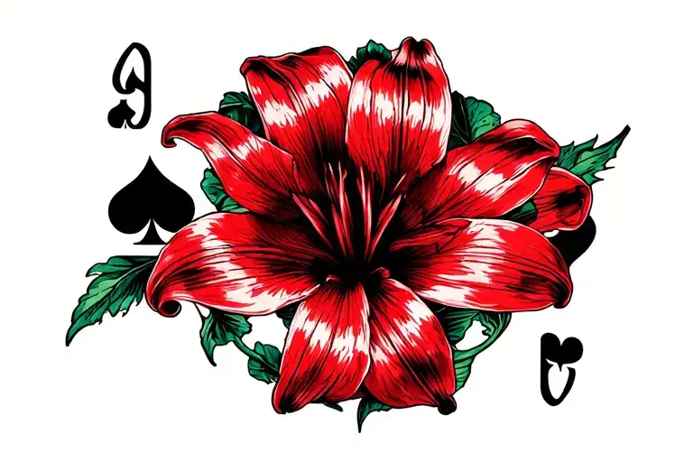 Queen Of Spades blacked Red Spider Lily tattoo design idea