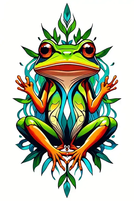 Ayahuasca vine entwined, kambo frog tattoo design idea