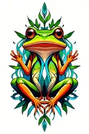 Ayahuasca vine entwined, kambo frog tattoo design idea