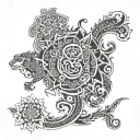 Design a tattoo design about Iranian culture that is suitable for a tattoo cover tattoo design idea