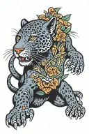 panther crawling up tattoo design idea