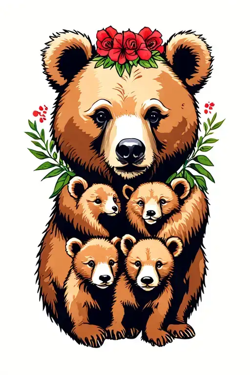 MAMA BEAR TATTOO TATTOO WITH 2 CUBS tattoo design idea