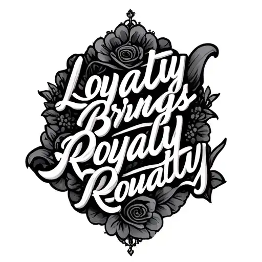 make cursive letter say "loyalty Brings Royalty" tattoo design idea