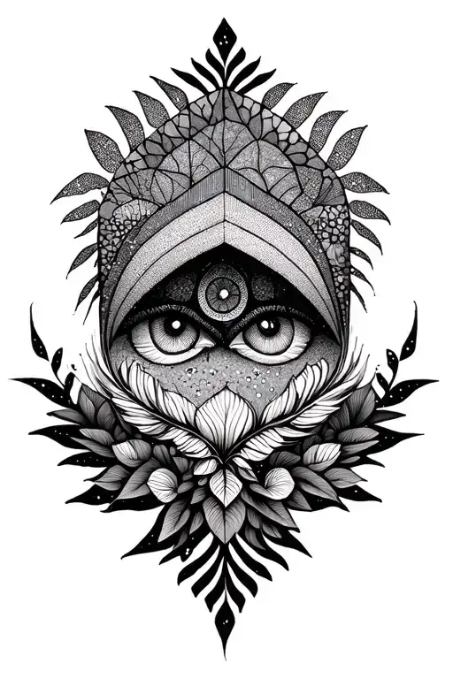 geometric mandala style design incorporating elements of nature & elements tattoo design idea