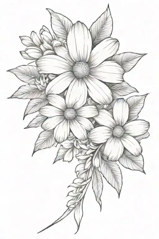 daisy flower with Puakenikeni lei tattoo incorporating plumeria tattoo design idea