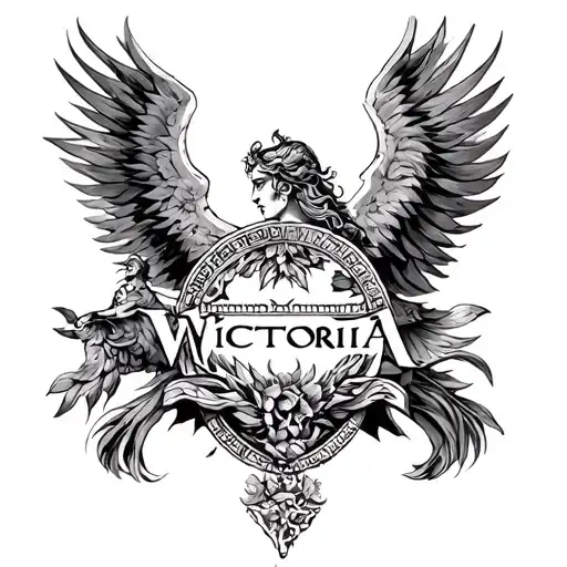 Names Victoria Greek Gods tattoo design idea