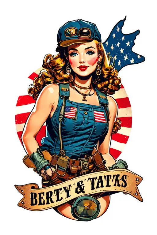 aircraft mechanic pinup girl tattoo design idea