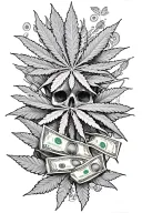money weed and drugs  tattoo design idea