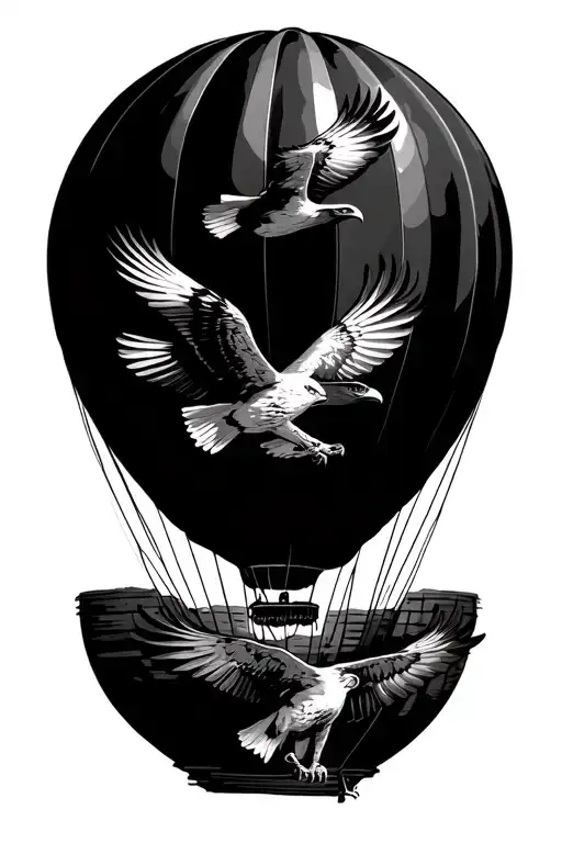 3 hawks flying in the air balloon flying tattoo design idea