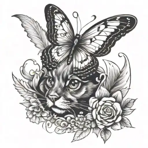 butterfly with eyes of dog in the wings tattoo design idea