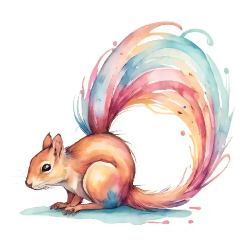 squirrel cancer ribbon tail in the shape made only tattoo design idea