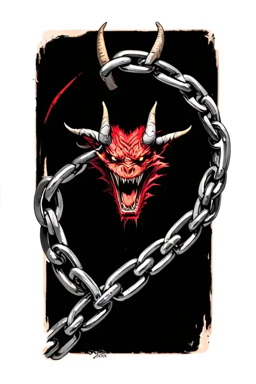 Furious chain demon tattoo design idea