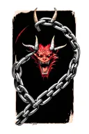 Furious chain demon tattoo design idea