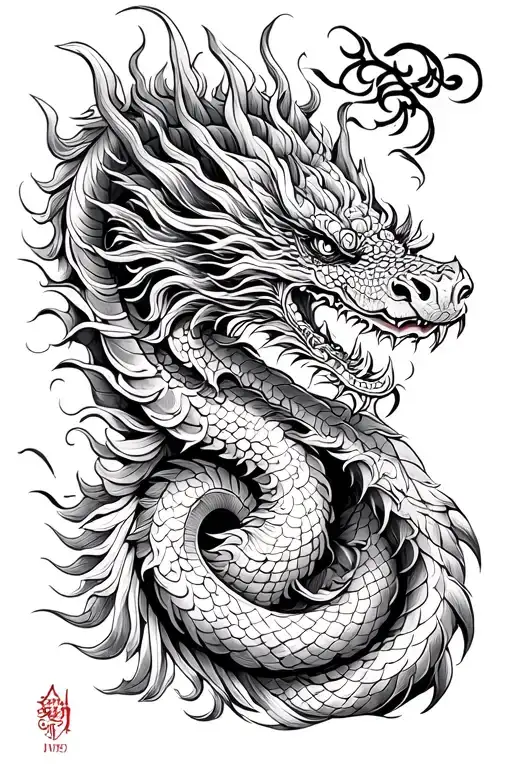 Dragon dragon Laos tattoo design idea