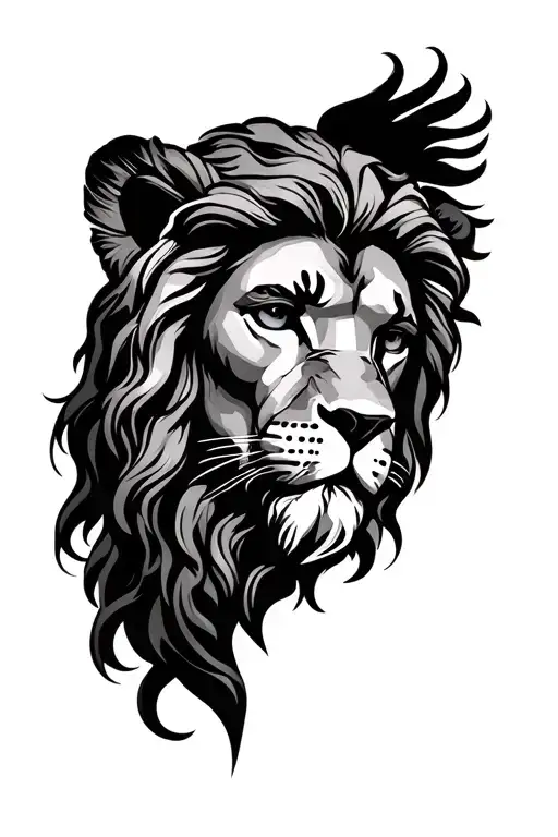 half jesus half lion head tattoo design idea