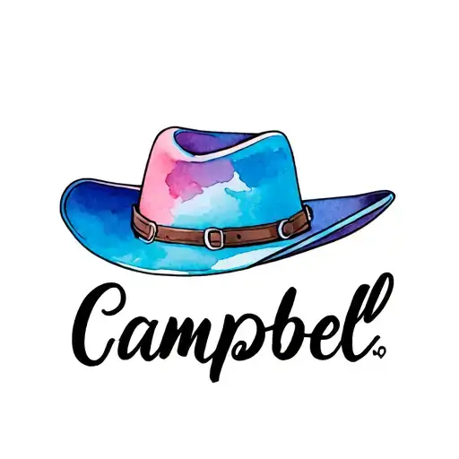 "Campbell" country cowboy hat tattoo design idea