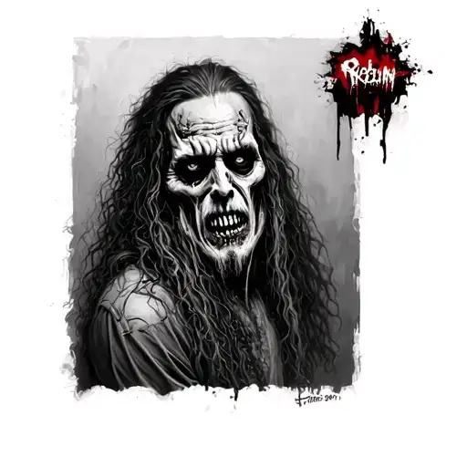 Rob zombie horror portrait leg sleeve tattoo design idea