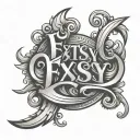 Extssy model lettering style tattoo design idea
