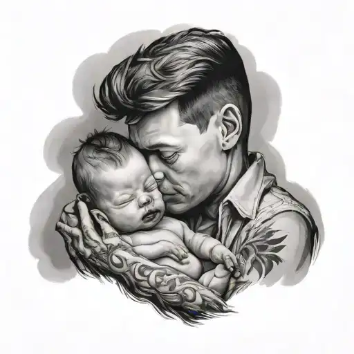 newborn son born Freddie for father tattoo design idea