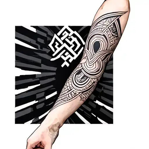 mens asian geometric leg sleeve tattoo tattoo design idea