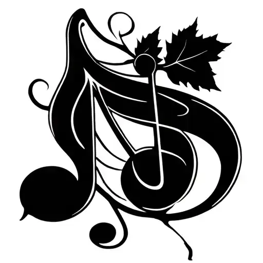 grapevine wrapped around a music note tattoo design idea