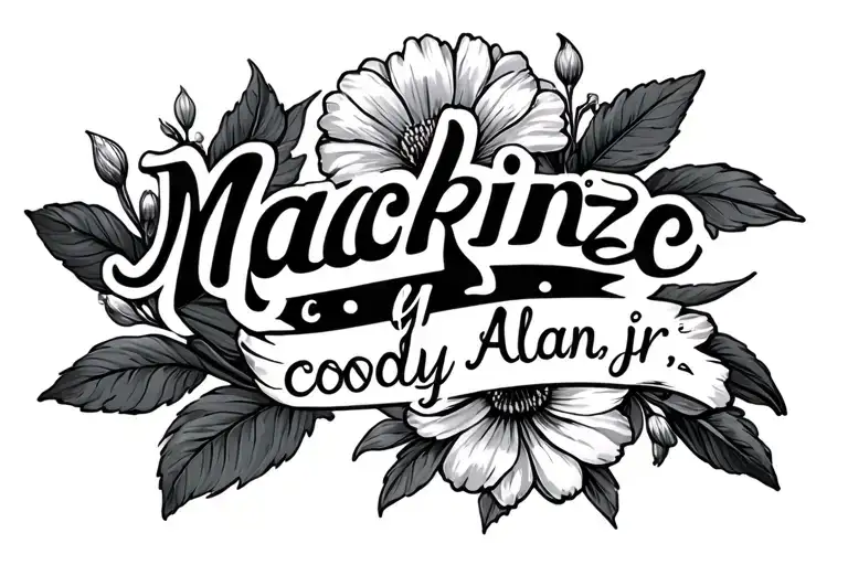 "Mackinze cody Alan jr" January And March Birth Flower tattoo design idea