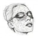 woman with red lipstick and a black blindfold covering her eyes tattoo design idea