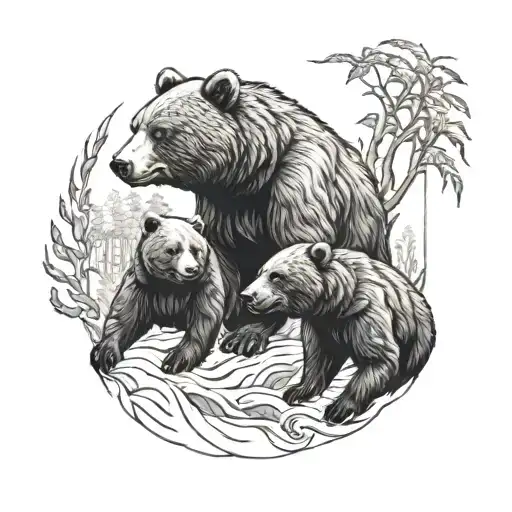 tattoo bear brothers defending themselves fiercely tattoo design idea