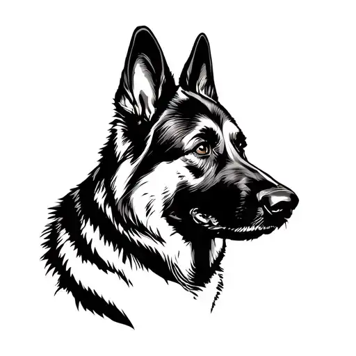 German shepherd silhouette tattoo design idea