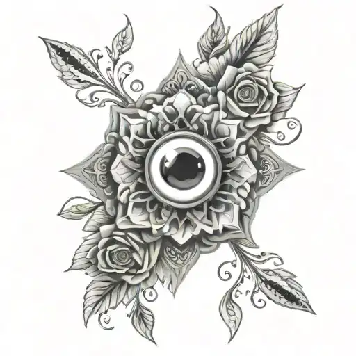 Rosette spots camouflaging multiple eyes tattoo design idea