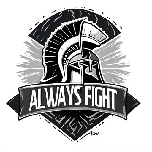 "ALWAYS FIGHT" Greek Spartan tattoo design idea