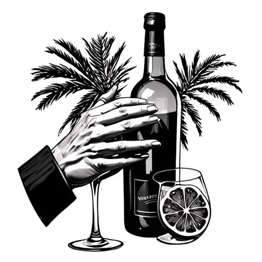 Negroni wine And palms together symbolizing tattoo design idea