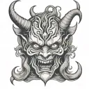 demon face biblical verse tattoo design idea