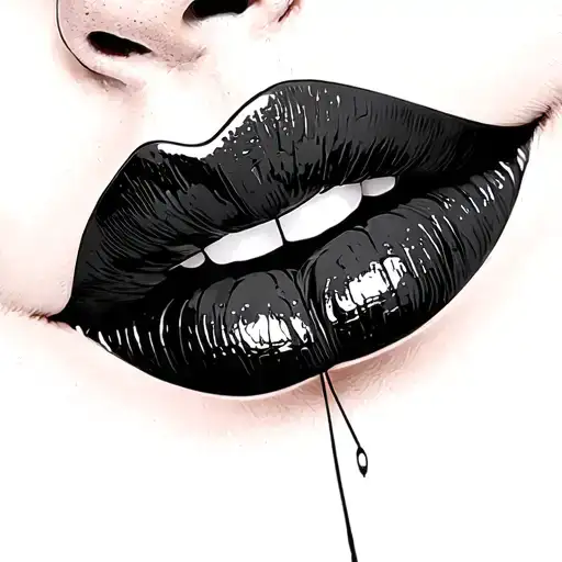 lips kissing tattoo design idea