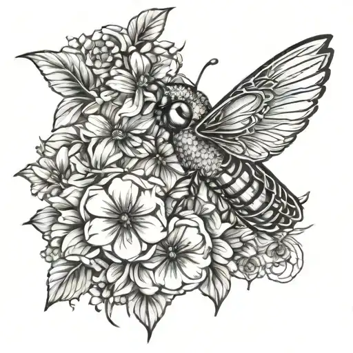 birds flowers bees fine line tattoo tattoo design idea
