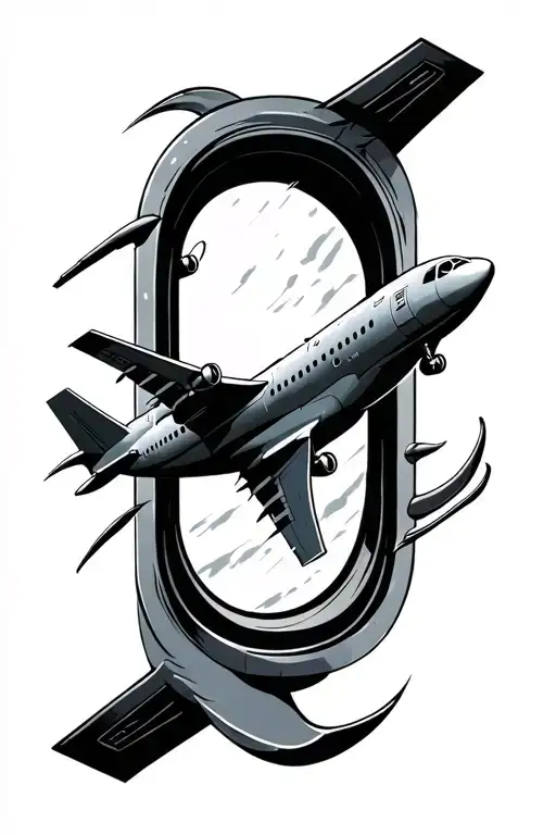 Airplane through plane window looking tattoo design idea