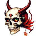 devil type  skull with dimond eye soakets tattoo design idea