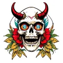 devil type  skull with dimond eye soakets tattoo design idea