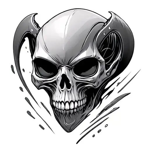skull alien tattoo design idea