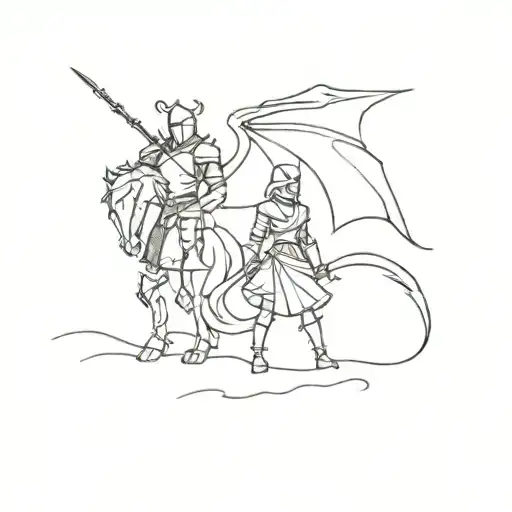 The princess and the knight walk away from dragon tattoo design idea